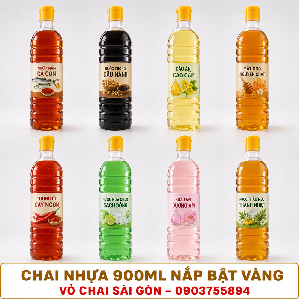 Chai Nhựa PET Gân Tròn 900ml